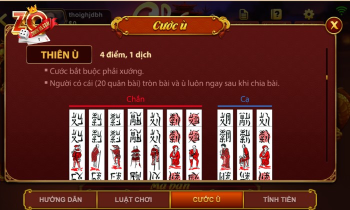 Ván đấu kết thúc khi có người chơi Ù