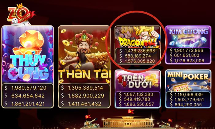 Thao tác quay hũ Dragon Ball Zowin cực đơn giản