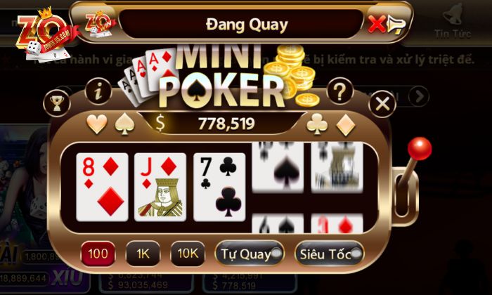 Chiến lược chơi Mini Poker Zowin thắng đậm cho bet thủ Cách chơi Mini Poker tại Zowin