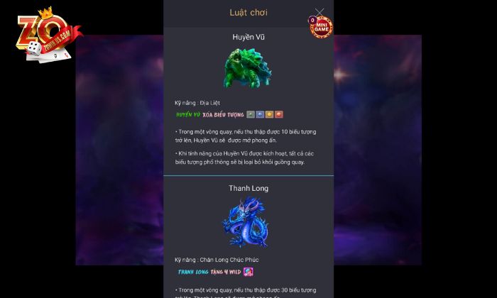 Tính năng của tứ thần thú