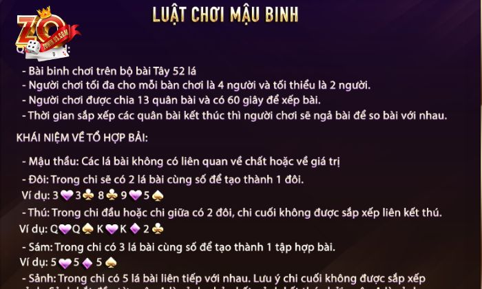 Luật chơi Xì Tố Zowin cơ bản