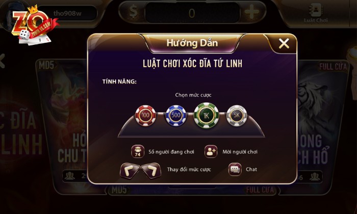 Luật chơi Xóc Đĩa Zowin